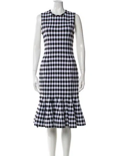 Pre-owned Alaïa Plaid Print Midi Length Dress W/ Tags In Blue