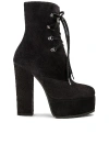Alaïa Platform Lace Up Boot In Carbone