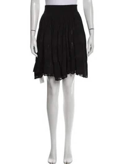Pre-owned Alaïa Pleated Accents Knee-length Skirt In Black