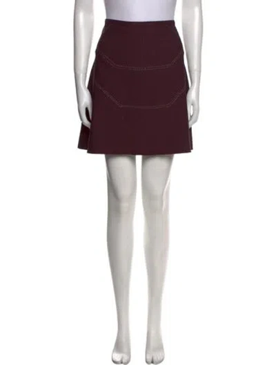 Pre-owned Alaïa Pleated Accents Knee-length Skirt In Burgundy