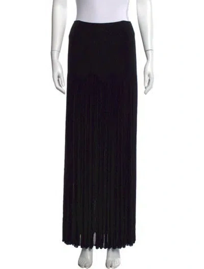 Pre-owned Alaïa Pleated Accents Long Skirt In Black