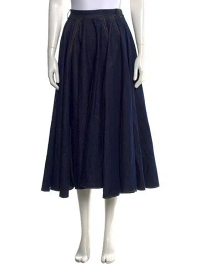 Pre-owned Alaïa Pleated Accents Long Skirt In Blue