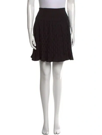 Pre-owned Alaïa Pleated Accents Mini Skirt In Black