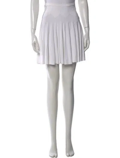 Pre-owned Alaïa Pleated Accents Mini Skirt In White