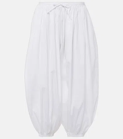 Alaïa Pleated Cotton Poplin Wide-leg Pants In Blanc