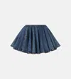 Alaïa Womens Skater Pleated Denim-blend Mini Skirt Bleu Neige In Blue