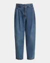 Alaïa Pleated Denim Pants In Blue