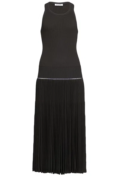 Alaïa Pleated Dress In Green