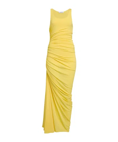 Alaïa Pleated Dress In Yellow