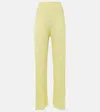 Alaïa Pleated High-rise Jersey Straight Pants In Yellow