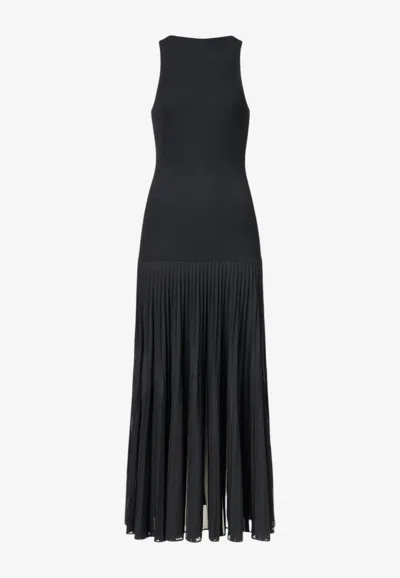 Alaïa Pleated Maxi Dress In Black