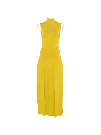 Alaïa Pleated Maxi Dress In Yellow