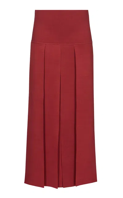 Alaïa Pleated Midi Skirt In Burgundy