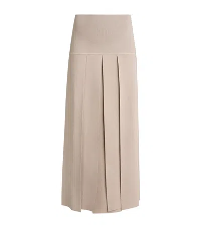Alaïa Pleated Midi Skirt In Neutral