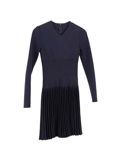 Pre-owned Alaïa Pleated Mini Dress In Blue