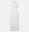 Alaïa Pleated Ribbed-knit Midi Dress In White