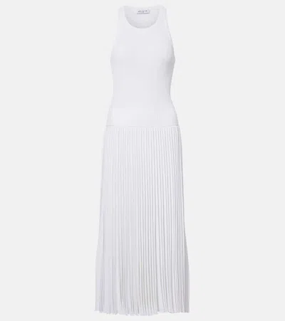 Alaïa Pleated Ribbed-knit Midi Dress