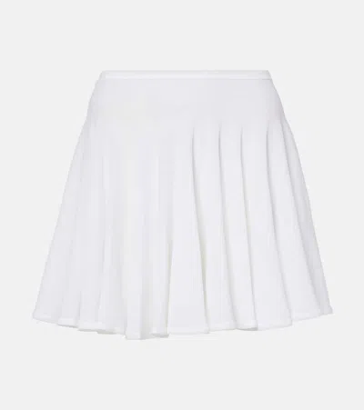 Alaïa Pleated Semi-sheer Miniskirt In Weiss
