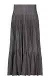 Alaïa Pleated Silk-blend Midi Dress In Brown