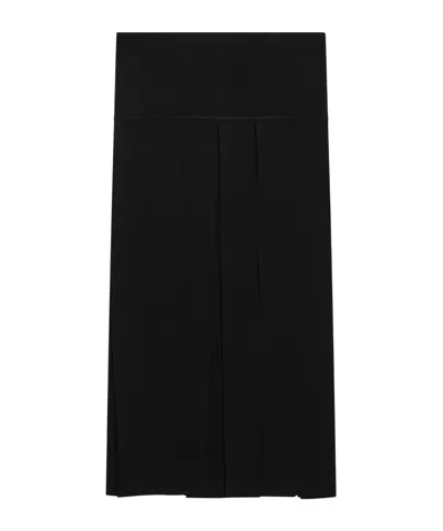 Alaïa Alaia Pleated Black Midi Skirt In Silk Blend