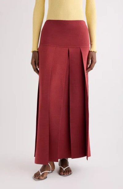 Alaïa Pleated Sweater Skirt In Burgundy