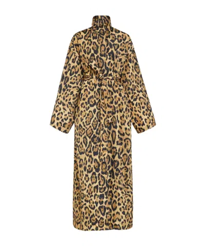 Alaïa Pleated Taffeta Coat In Animal Print