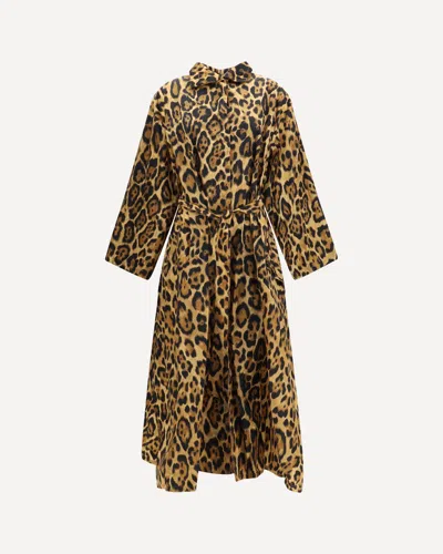 Alaïa Pleated Taffeta Coat In Animal Print
