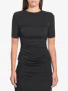 Alaïa Womens Alaia Ruched Round-neck Stretch-woven Top In Black