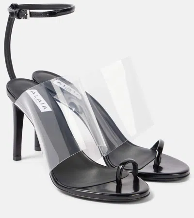 ALAÏA ALAÏA PLEXI 90 LEATHER & PU SANDALS
