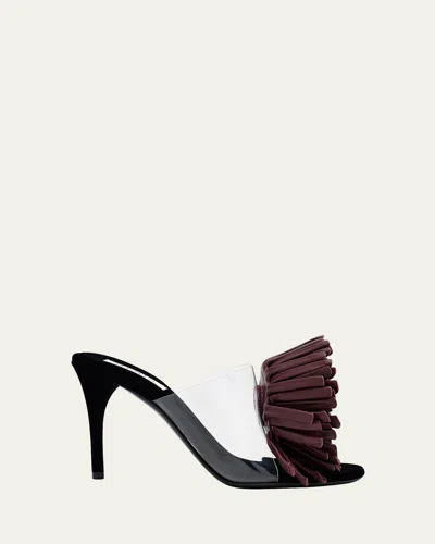 Alaïa Plexi Asymmetric Leather Flower Sandals In Purple