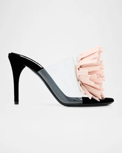 Alaïa Plexi Asymmetric Leather Flower Sandals In Pink