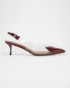 Alaïa Plexi Heart-toe Slingback Pumps In 325 - Rouge Grenat