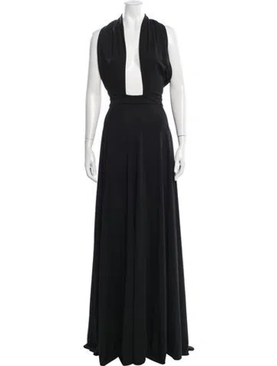 Pre-owned Alaïa Plunge Neckline Long Dress In Black