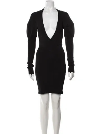 Pre-owned Alaïa Plunge Neckline Mini Dress In Black