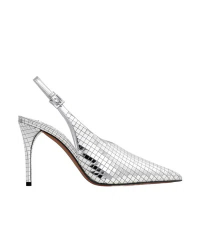 Alaïa Escarpin 90 Mirrored-leather Slingback Pumps In Silver