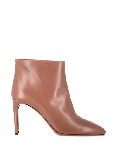 Pre-owned Alaïa Pointed-toe Leather Ankle Boots In Brown