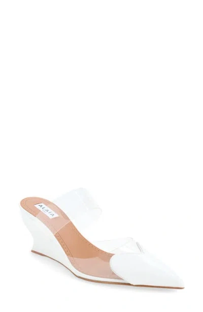 Alaïa Pointed Toe Wedge Mule In White