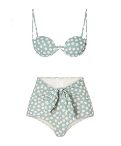 Alaïa Polka Dot Bikini Set In Green