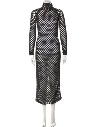 Pre-owned Alaïa Polka Dot Print Long Dress In Black