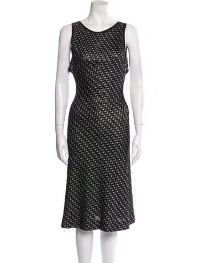Pre-owned Alaïa Polka Dot Print Midi Length Dress In Black