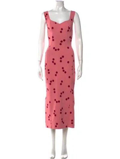 Pre-owned Alaïa Polka Dot Print Midi Length Dress In Pink