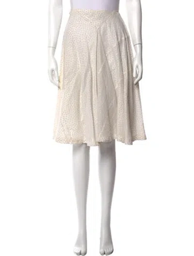 Pre-owned Alaïa Polka Dot Print Midi Length Skirt In White