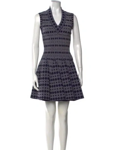 Pre-owned Alaïa Polka Dot Print Mini Dress In Blue