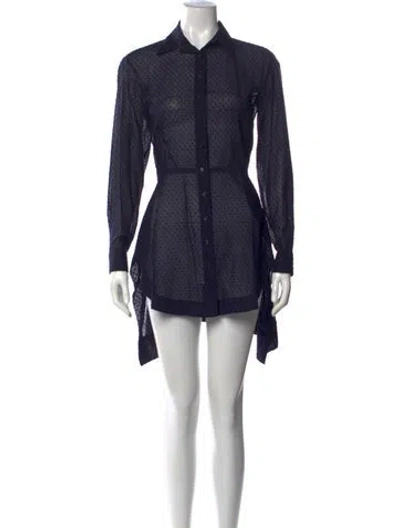Pre-owned Alaïa Polka Dot Print Mini Dress In Blue