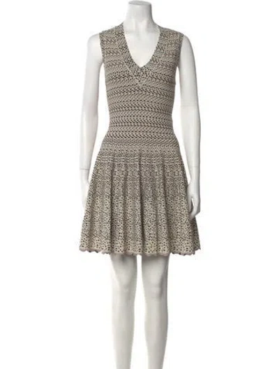 Pre-owned Alaïa Polka Dot Print Mini Dress In Neutral