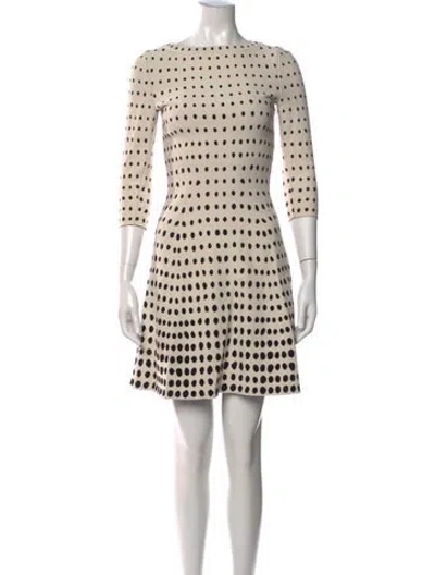 Pre-owned Alaïa Polka Dot Print Mini Dress In Neutrals