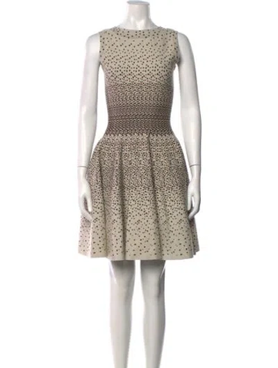 Pre-owned Alaïa Polka Dot Print Mini Dress In Neutrals