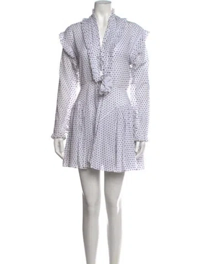 Pre-owned Alaïa Polka Dot Print Mini Dress In White