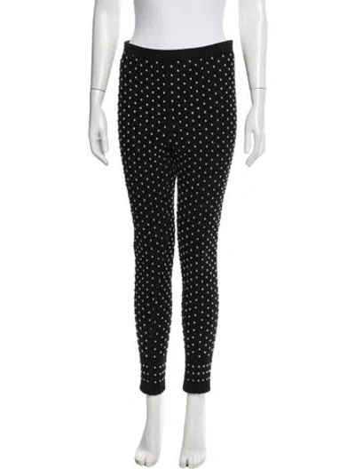 Pre-owned Alaïa Polka Dot Print Skinny Leg Pants In Black