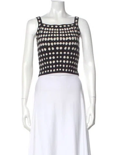 Pre-owned Alaïa Polka Dot Print Square Neckline Crop Top W/ Tags In White